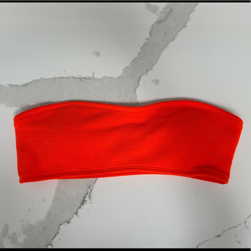 Small Shein Strapless Orange Bathing Suit Top